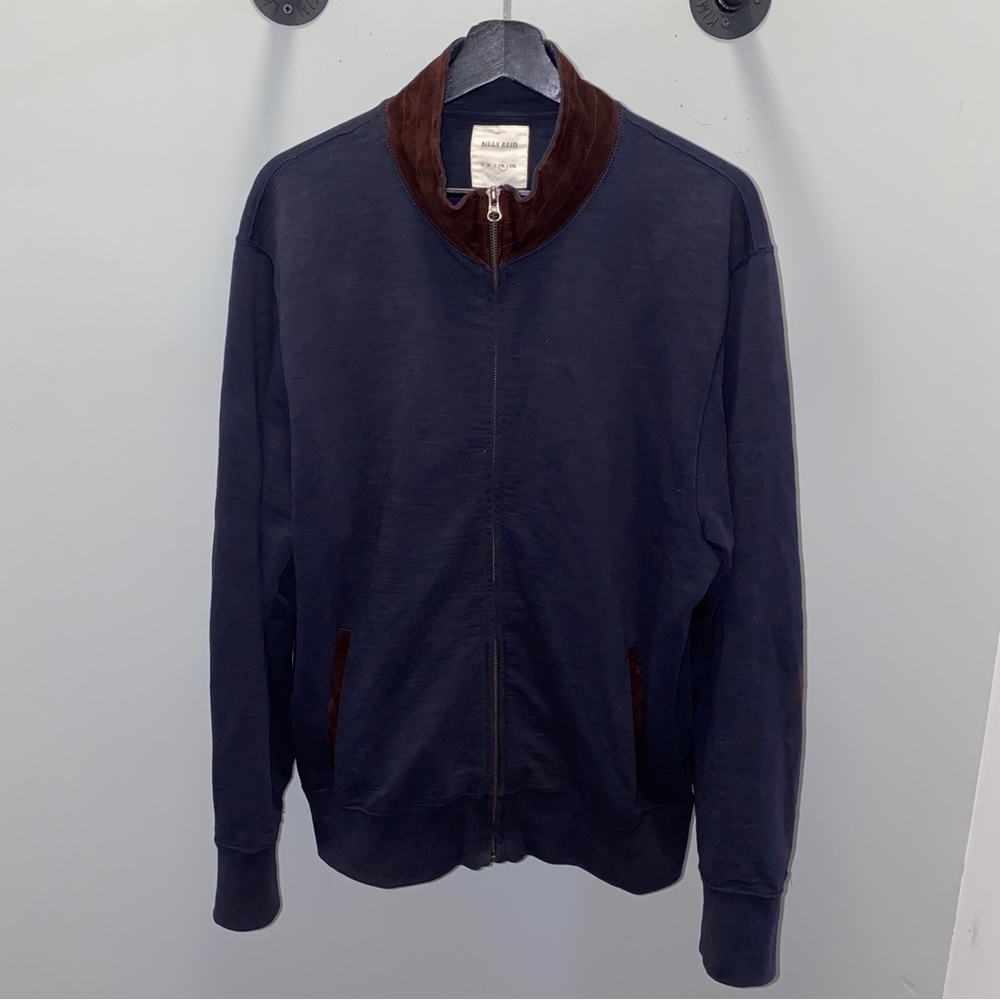 Billy Reid 100% Cotton Suede Collar Full Zip Jacket Size XL